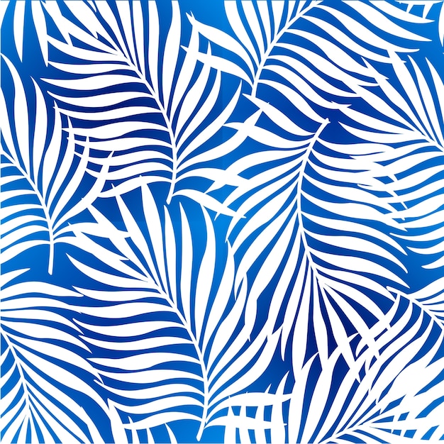 Bezszwowy wielostrzałowy wzór z sylwetkami drzewko palmowe opuszcza w błękitnym tle.