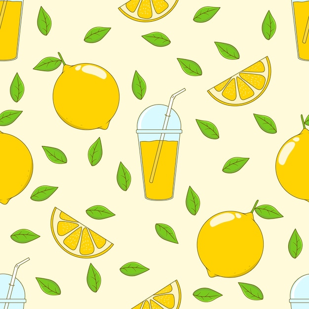 bezszwowy wzór cytrynowy tło owocowe w stylu płaskim tło ilustracji wektorowej
