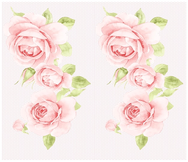 Plik wektorowy bezszwowy wzór kwiatów piwonia róża magnolia i liście pomalowane akwarelą