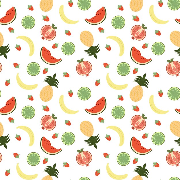 Plik wektorowy bezszwowy wzór owocowy kolorowy wzór odświeżających owoców i jagód ilustracja wektorowa