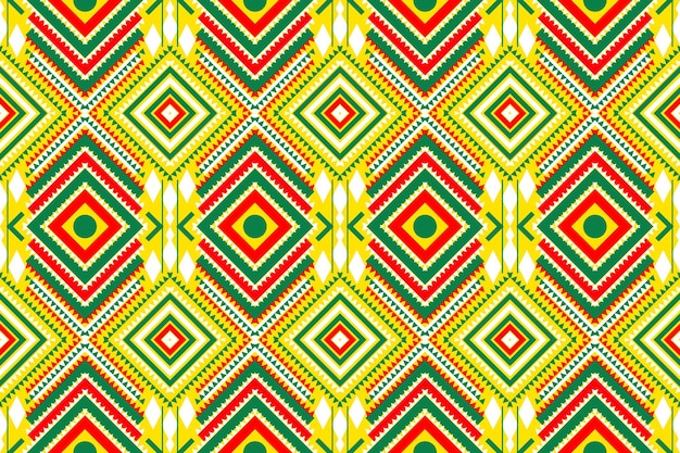 Plik wektorowy bezszwowy wzór tradycyjny geometryczny zygzak wzór żółty czerwony biały zielony wektor