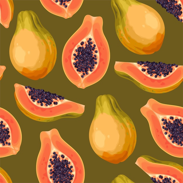 Plik wektorowy bezszwowy wzór wektorowy z bardzo szczegółową papają
