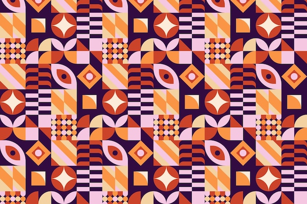 Bezszwowy wzór z geometrycznymi kształtami i kolorami.
