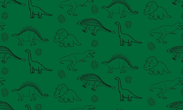 bezszwowy wzór z handdrawn dinozaurami na zielonym tle tekstylia dla dzieci