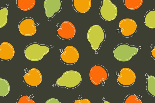 Bezszwowy wzór z ilustracją wektorową owoców z wektorem jabłek i gruszek