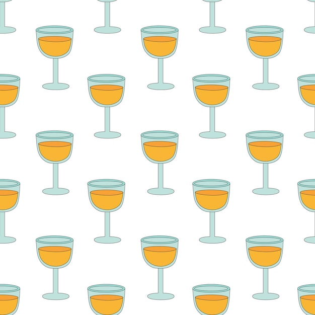 Bezszwowy wzór z koktajlem z sokiem pomarańczowym w szklanej ilustracji wektorowej