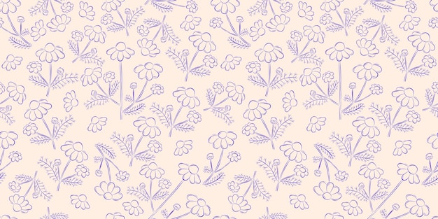 Plik wektorowy bezszwowy wzór z kwiatami rumianku tło letnie tekstyl projektowy opakowania w stylu retro rustyczny ilustracja wektorowa