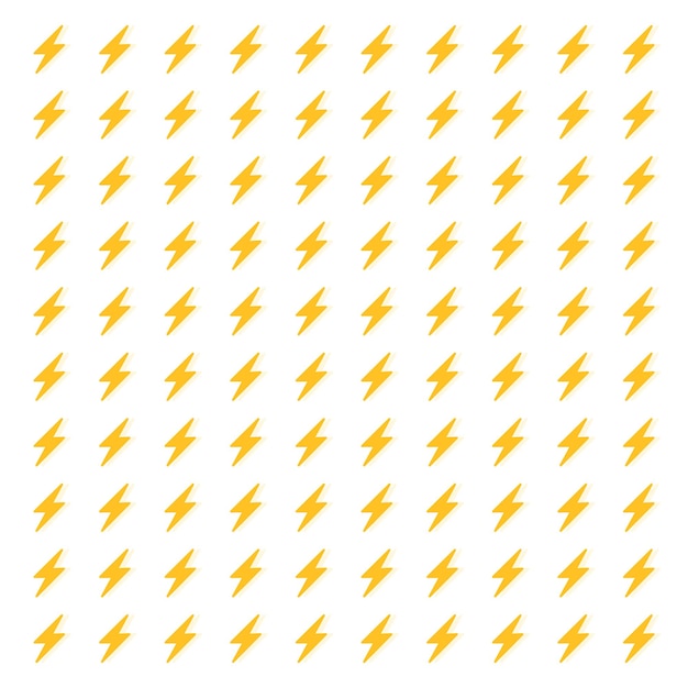 Plik wektorowy bezszwowy wzór z żółtymi błyskawicami lub grzmotami na białym tle ilustracja wektorowa