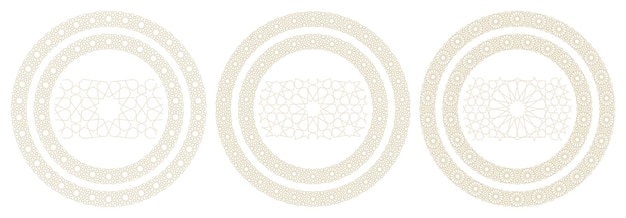 Plik wektorowy bezszwy okrągły wzór ramy w autentycznym stylu arabskim
