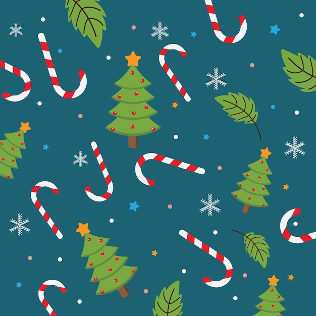 Bezszwy płaski wzór świąteczny tradycyjnych elementów dekoracyjnych Wektor Xmas Tło
