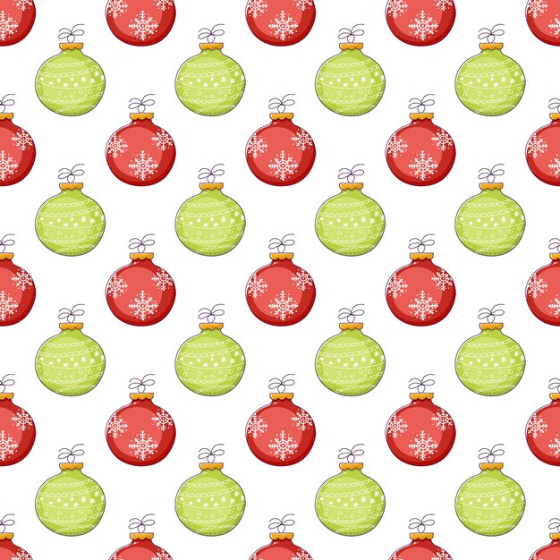 Bezszwy wzór z czerwonymi i zielonymi kulkami świątecznymi wzór baubles świątecznych