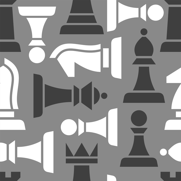 Plik wektorowy bezszwy wzór z figurkami szachowymi projekt wzoru szachowego