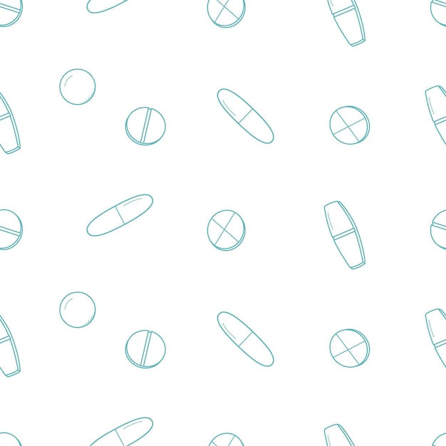 Plik wektorowy bezszwy wzór z tabletkami i kapsułkami ilustracja wektorowa tekstura tła medycyny
