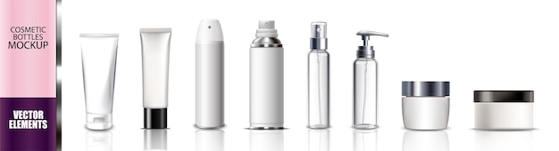 Plik wektorowy biała czysta butelka do reklamy kosmetycznej realistyczne makiety opakowania czystej butelki do dezodorantów lub rozpylaczy aerosolowych kosmetycznych