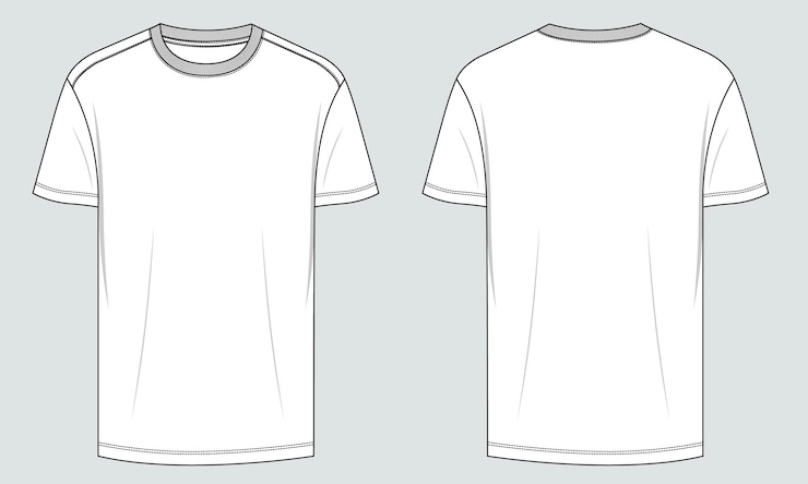 Wektor biała koszulka z napisem t - shirt z przodu iz tyłu.