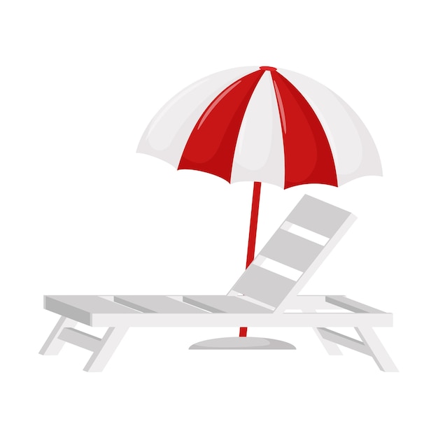 Plik wektorowy biała plaża leżak i parasol. symbol lata. element projektu na wakacje, lato, plażę