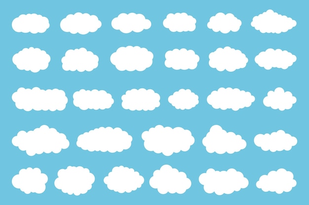 Białe Chmury Na Niebieskim Tle Zestaw Symboli Prognozy Pogody