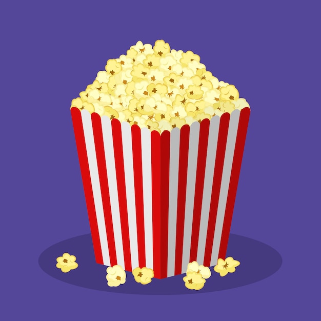 Białe i czerwone paski popcornu papieru na białym tle