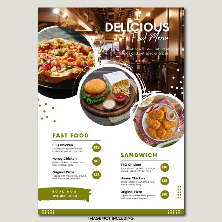 Wektor białe i zielone kolory menu restauracji