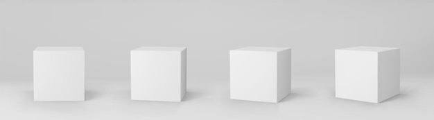 Białe kostki 3d z perspektywy na białym tle