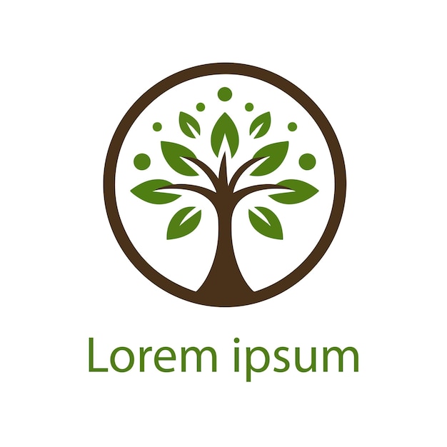 białe logo z drzewem na środku