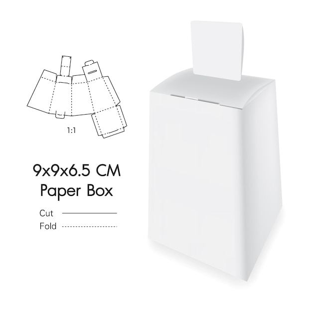 Plik wektorowy białe puste kartonowe pudełko trapezowe i wieszak z makietą 3d, pojemnikiem i opakowaniem