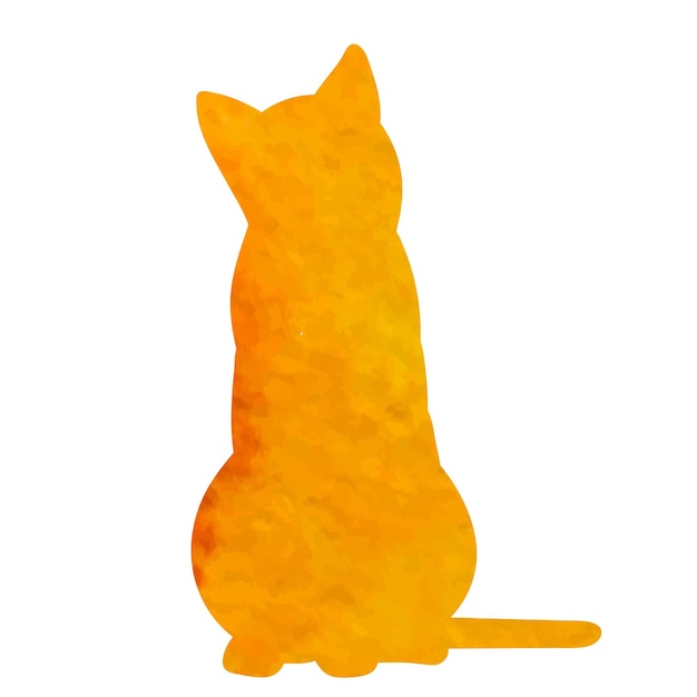 Plik wektorowy białe tło pomarańczowa akwarela sylwetka kota