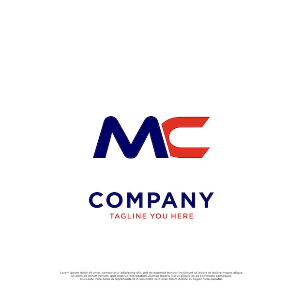 białe tło z logo firmy, inicjały MC
