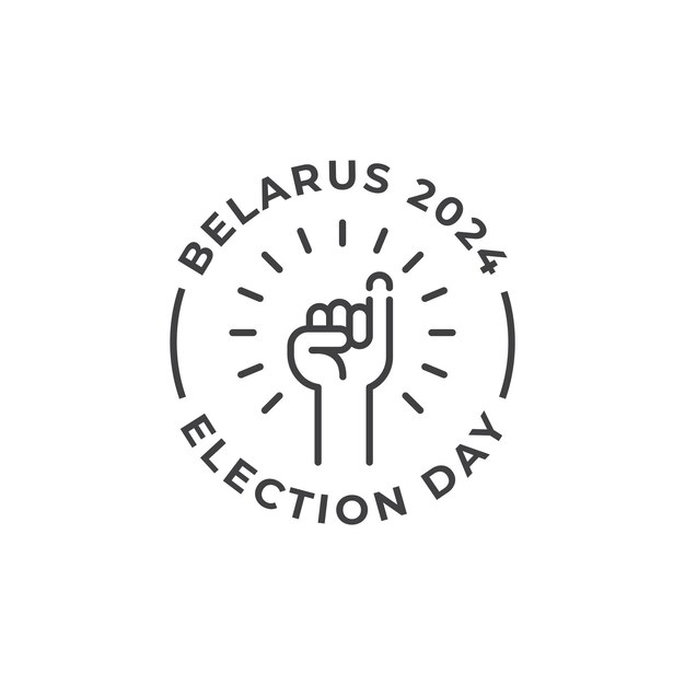 Białoruś 2024 Dzień Wyborów Głosowanie Podniesiona Ręka Szablon Etykiety Ikony Wektora