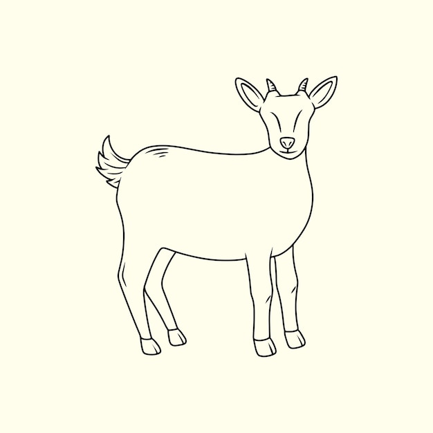 Biały Baran z małymi rogami Ilustracja o cienkiej linii