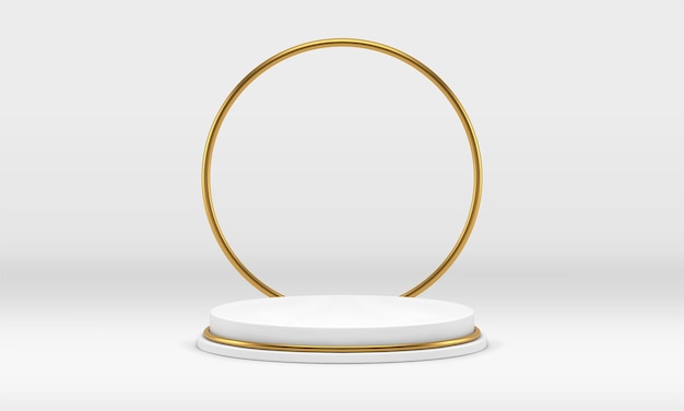 Biały cylinder 3d podium okrągły ramka mody element dekoracyjny dla studia tło realistyczny wektor