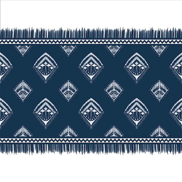 Plik wektorowy biały diament na indygo niebieski geometryczny etniczny orientalny wzór tradycyjny wzór na tledywantapetyodzieżowijaniebatiktkanina wektor ilustracja styl haftu