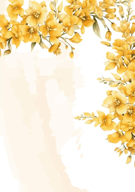 Plik wektorowy biały i żółty nowoczesny wzór zaproszenia na tle z kwiatami i kwiatami