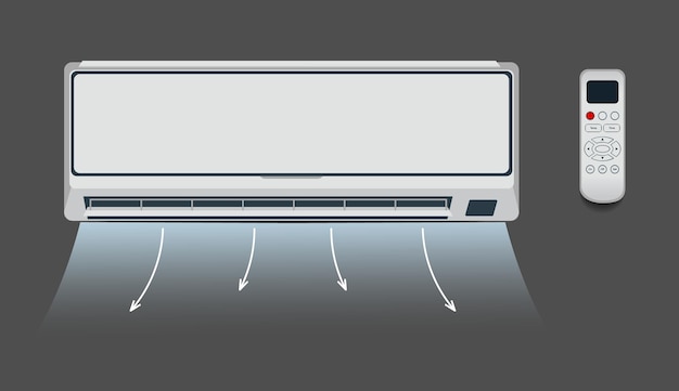 Plik wektorowy biały klimatyzator na białym tle ogrzewanie, wentylacja i klimatyzacja ilustracja wektorowa w mieszkaniu