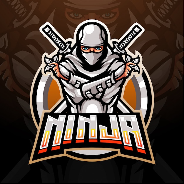 Biały Maskotka Logo Ninja Esport