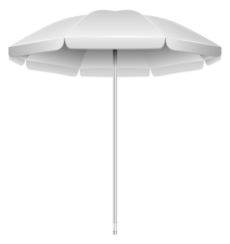Wektor biały parasol realistyczna makieta parasola pusty parasol