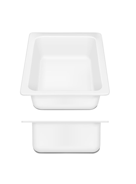 Biały pusty plastikowy pojemnik na ser Opakowania na ryby mięsne i warzywa