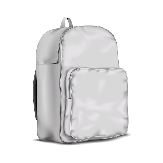 Biały pusty plecak szkolny realistyczna makieta wektorowa Makieta torby podróżnej Szablon do projektowania
