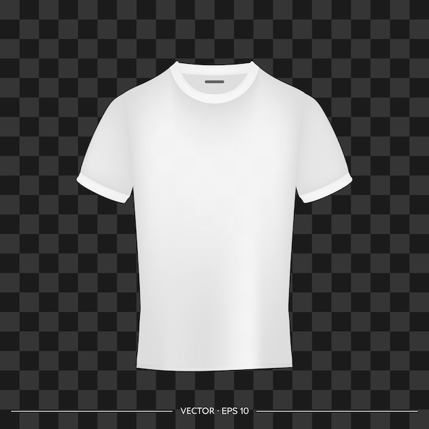 Biały realistyczny widok z przodu Tshirt Tshirt z miejscem na logo lub nadruk Ilustracja wektorowa