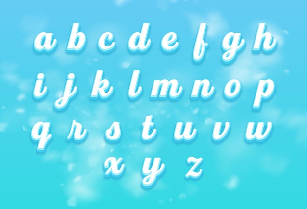 Biały śnieg Typografia Alfabet Szablon Wektor