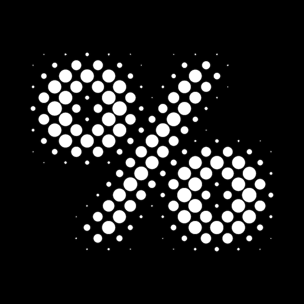 Biały symbol rabatu Styl półtonów na czarnym tle ilustracji wektorowych