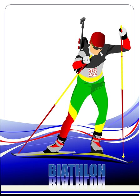 Plik wektorowy biathlonista kolorowe sylwetki ilustracji wektorowych