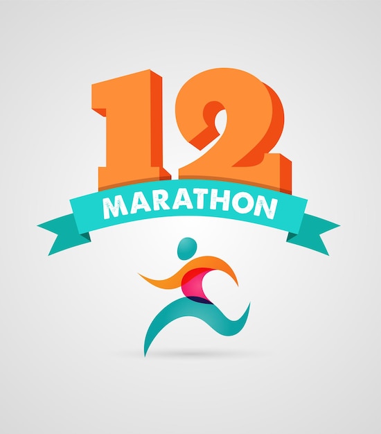 Biegający Maraton Ludzie Biegają Kolorowy Plakat