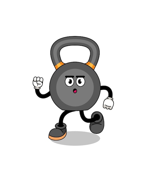 Plik wektorowy biegnąca ilustracja maskotka kettlebell