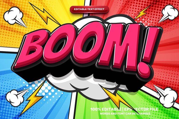 Big Bang Boom Comic Cartoon Style Bold 3D Edytowalny tekst Efekt styl