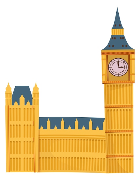 Plik wektorowy big ben tower brytyjska ikona kreskówka punkt orientacyjny