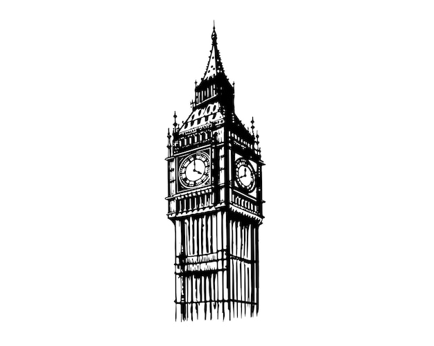 Big Ben Tower of London ręcznie rysowane ilustracje wektorowe