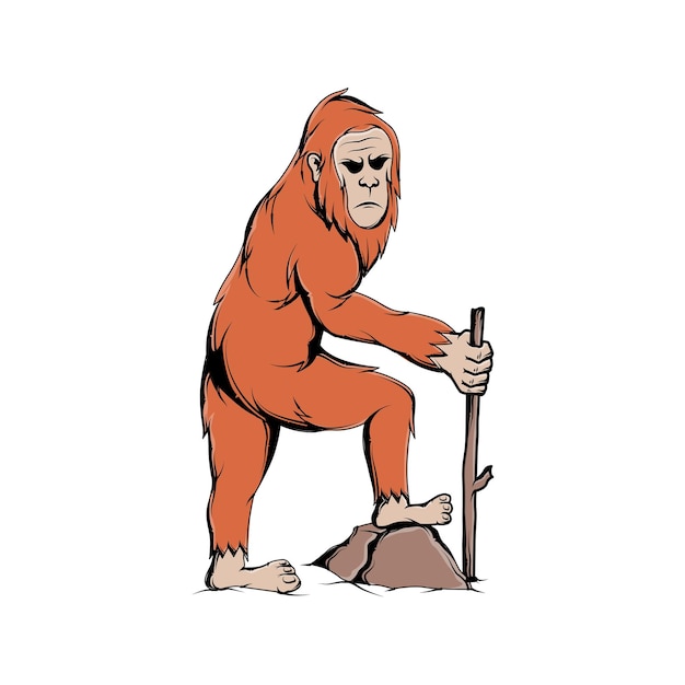 Bigfoot Spaceru Za Pomocą Ilustracji Koncepcji Drewna