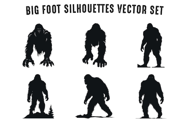 Plik wektorowy bigfoot vector silhouettes clipart bundle yeti ilustracje wektorowe silhouettes of bigfoot