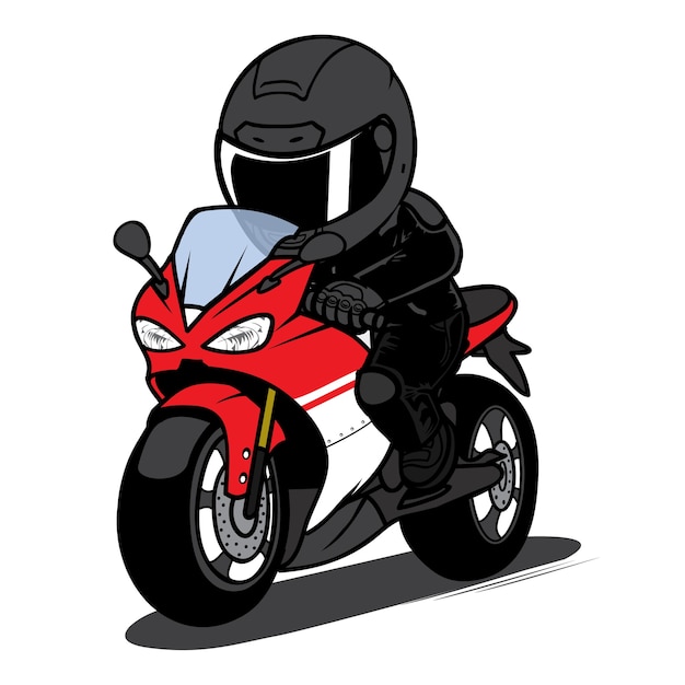 Biker Get Ready Start Race Motorcycle Cartoon